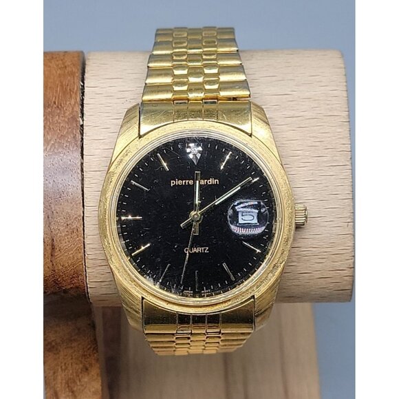 Pierre Cardin Presidential Mens Watch 7" Gold Tone Extension Band 36mm Day - Picture 1 of 9